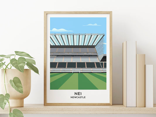 Newcastle Utd - St. James' Print - Football Stadium Poster - 50th Birthday Gift for Him - Gift for Her - Turf Football Art