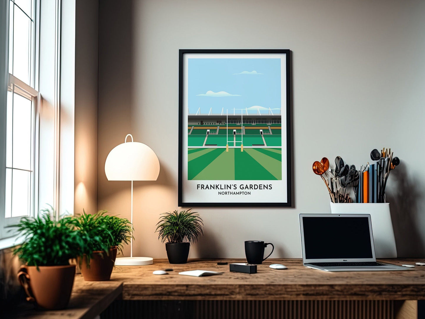 Northampton Rugby - Franklin's Gardens Print - Gift for Rugby Fan - Saints Poster - Gift for Him Her - Turf Football Art