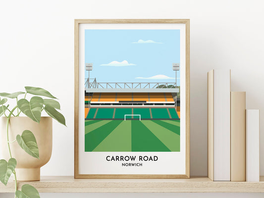 Norwich City - Carrow Road Print - Football Stadium Artwork - Norfolk Art Gift - Gift for Him - Gift for Her - Turf Football Art