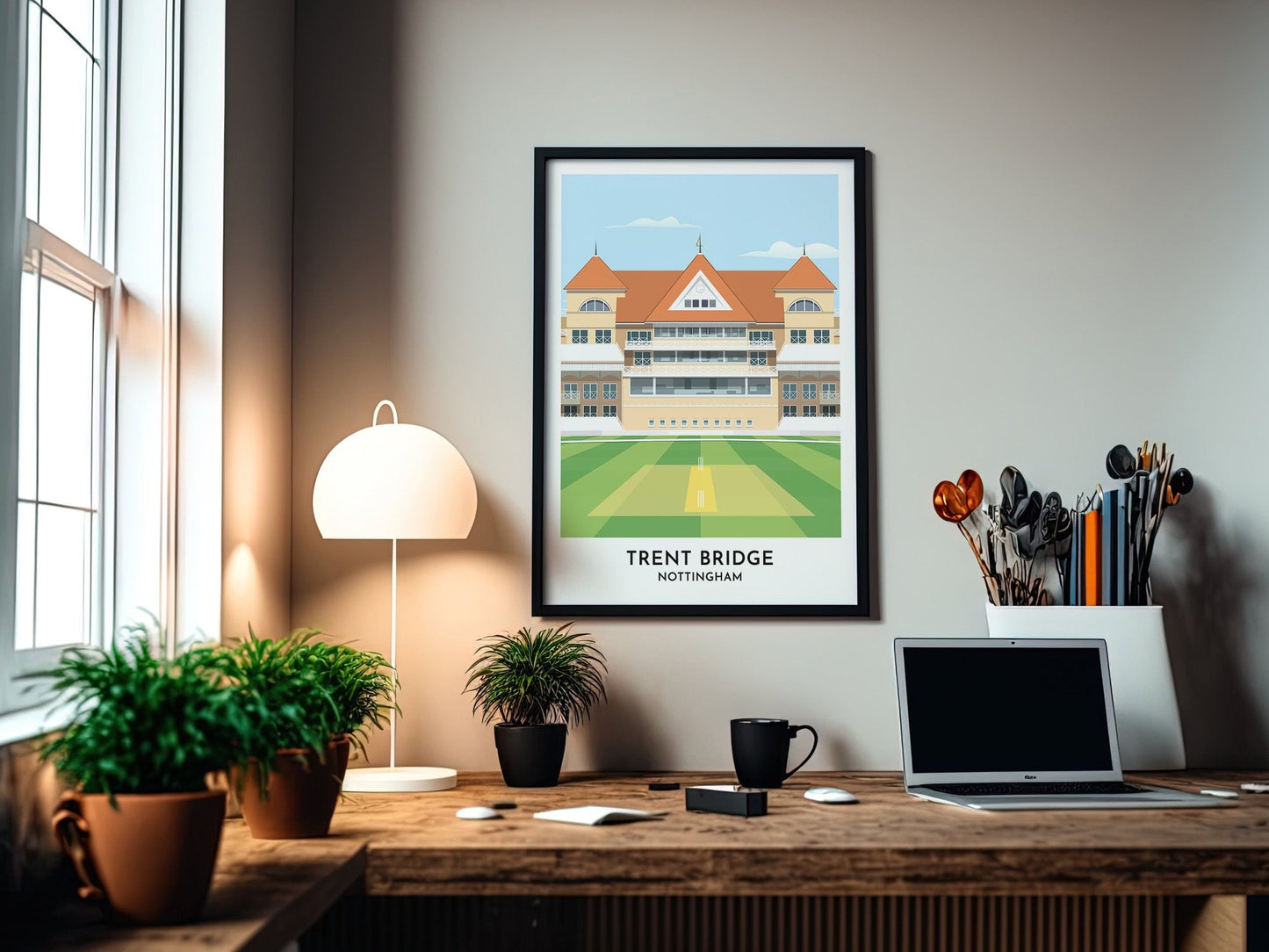 Nottinghamshire County Cricket Print, Trent Bridge Poster Gifts, County Cricket 50th Birthday Gift for Men Women - Turf Football Art