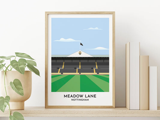 Notts County Illustration - Meadow Lane Print Gift - Nottingham Friend Gift - Usher Gifts - Gifts for Him Her - Turf Football Art