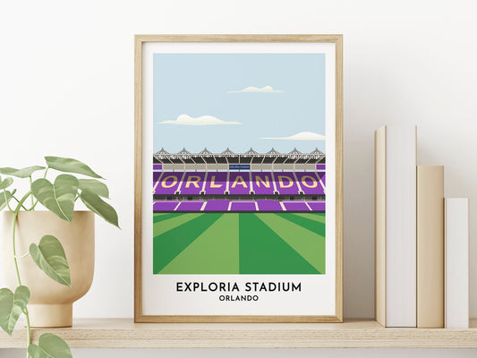 Orlando Soccer Gift - Exploria Stadium Artwork - Orlando Florida Art Poster - Gift for Male Female Soccer Fan - Turf Football Art