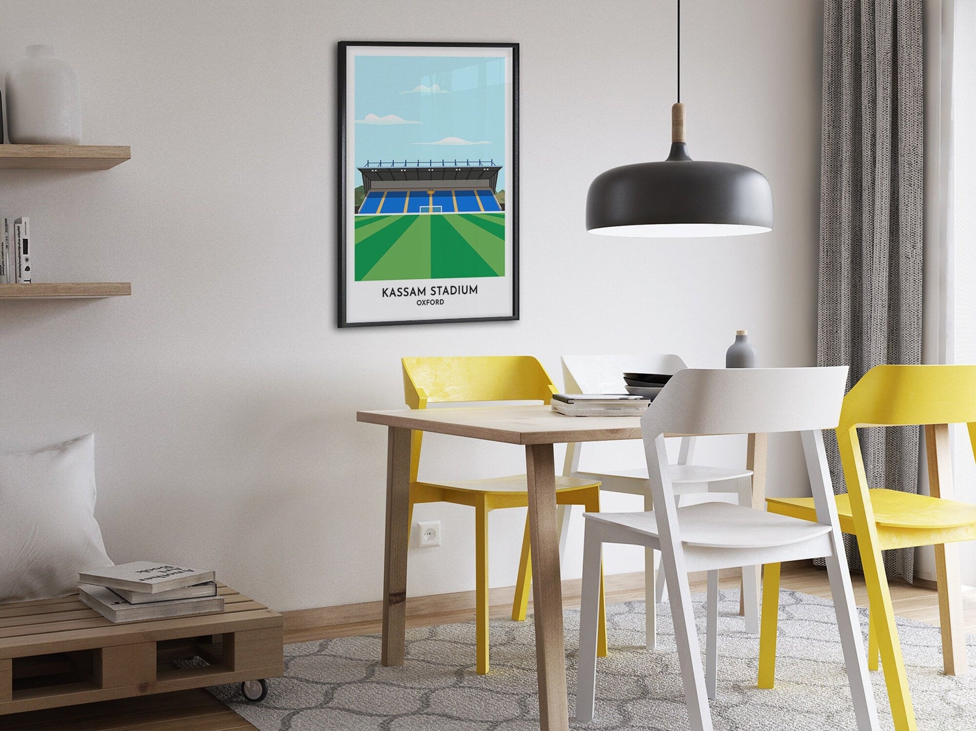 Oxford United Illustration Gift - Kassam Stadium Modern Art Print - Football Art Wall Decal - Football Poster for Him Her - Turf Football Art