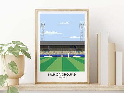 Oxford United Wall Art - Manor Ground Print Gift - Football Ground Memorabilia - 60th Birthday Gift for Men Women - Turf Football Art