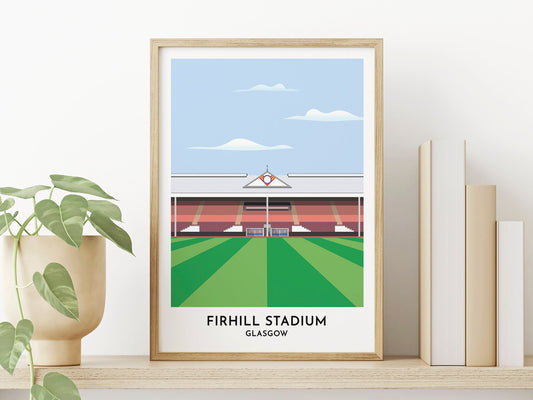 Partick Football Ground Print Gift - Firhill Stadium Art Poster Glasgow - 50th Birthday Present for Men Women - Gift for Son - Turf Football Art