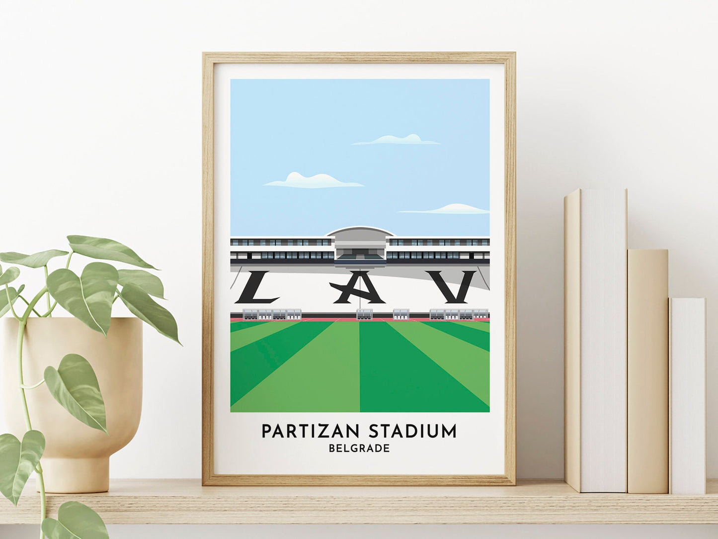 Partizan Belgrade Football Gift - Partizan Stadium Contemporary Illustration - Home Office Decor - Gift For Him Her - Present for Footy Fan - Turf Football Art