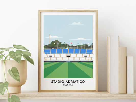 Pescara - Football Gift - Stadio Adriatico - Pescara 1936 - 50th birthday gift for him - Gift for Men - Giovanni Cornacchia - Turf Football Art