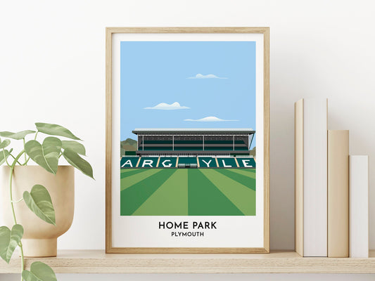 Plymouth Argyle Print Gift of Home Park Stadium, Contemporary Poster Art Gift for Men Women, Devon Illustration Wall Decor - Turf Football Art