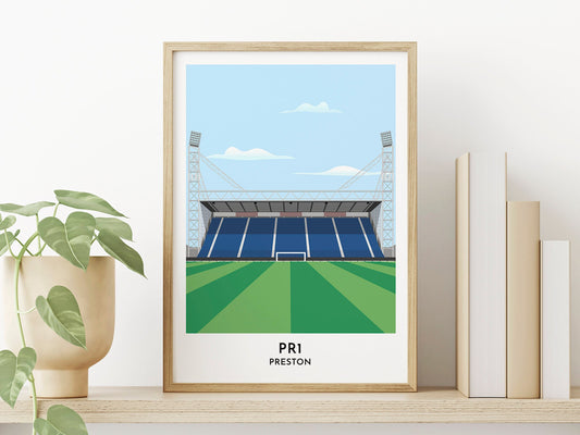 Preston Football Stadium Art Print - Modern Wall Art Print - Gifts for Him - Lancashire Art Poster - Gift for Women - Turf Football Art