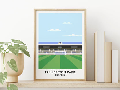 Queen of the South FC Illustration of Stadium Palmerston Park, Contemporary Modern Art Print for Football Fans - Turf Football Art