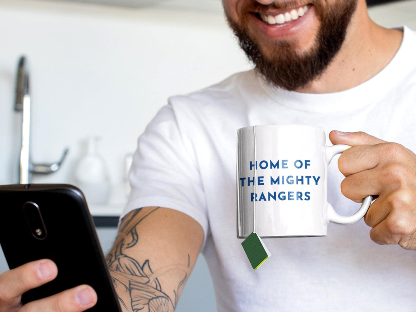 Rangers Mug, 'Home of the Mighty Rangers' Football Stadium Gift, Perfect Football Fan Present, Glasgow, Scotland - Turf Football Art