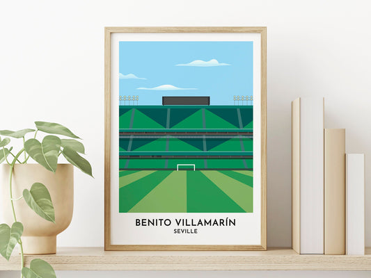 Real Betis Stadium Print Gift - Estadio Benito Villamarín Contemporary Artwork - Seville Travel Art - Gift for him her - Personalised - Turf Football Art