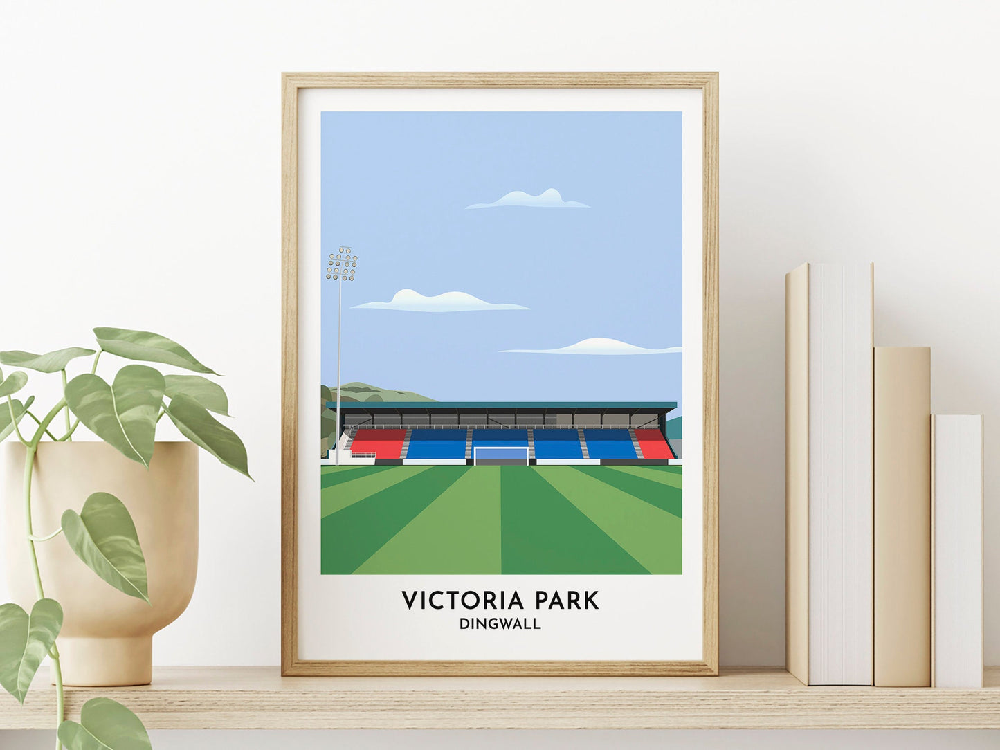 Ross County Supporter Art Gift, Victoria Park Illustrated Print Dingwall, Framed Artwork, Scottish Football Grounds - Turf Football Art