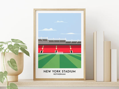 Rotherham United Gifts - New York Stadium Poster Print - 40th Birthday Gift for Man Woman - Housewarming Gift - Turf Football Art