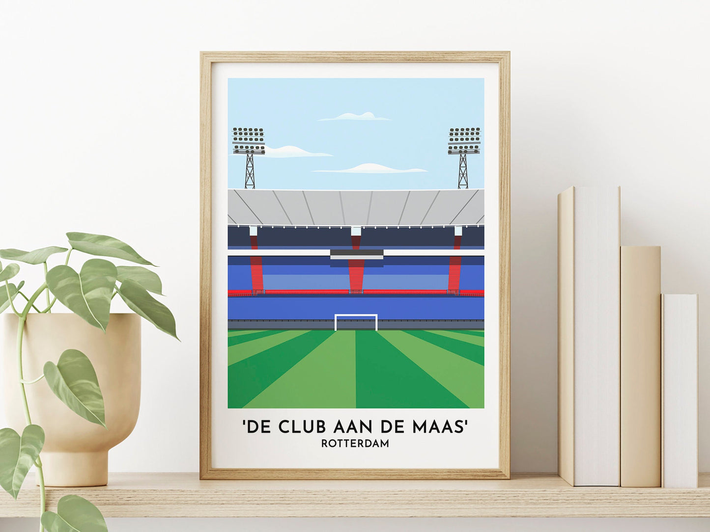 Rotterdam Football Stadium - Netherlands Voetbal Stadion - Dutch Football Illustrated Print - Gifts for Him - Turf Football Art