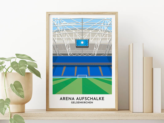 Schalke Gelsenkirchen Stadium Art Gift, AufSchalke Design Poster Illustrated Print, German Football Voetbal Fan - Turf Football Art