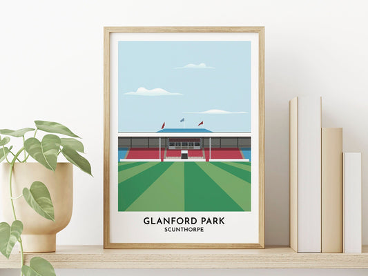 Scunthorpe United fc Wall Art - Glanford Park Contemporary Print - 30th Birthday Gift for Him - Football Poster - Turf Football Art