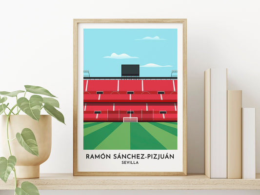 Sevilla Art Print Football Stadium, Estadio Ramón Sánchez Pizjuán, Custom Gifts, Espana, Spain Poster - Turf Football Art