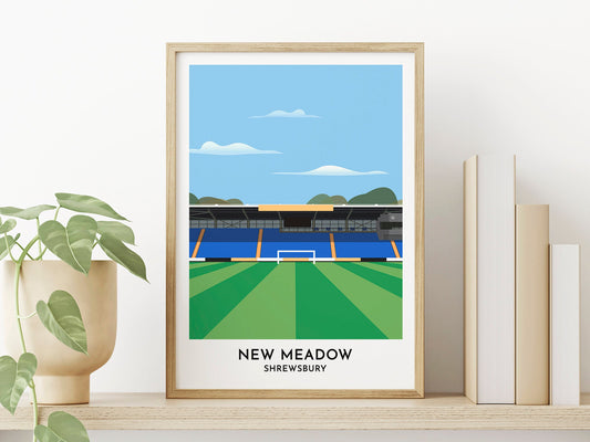 Shrewsbury Town Framed or Unframed Art Print - New Meadow Modern Art Print - Birthday Gifts for Father Mother - Shropshire Poster - Turf Football Art