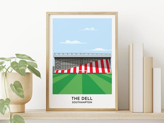 Southampton FC Poster Print, The Dell Illustration, Framed or Unframed Print, Nostalgic Football Fan Gift - Turf Football Art