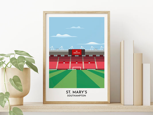 Southampton fc - St. Mary's Stadium Print - Gift for Men Women - Football Poster Present - Boyfriend Birthday Gift - Turf Football Art