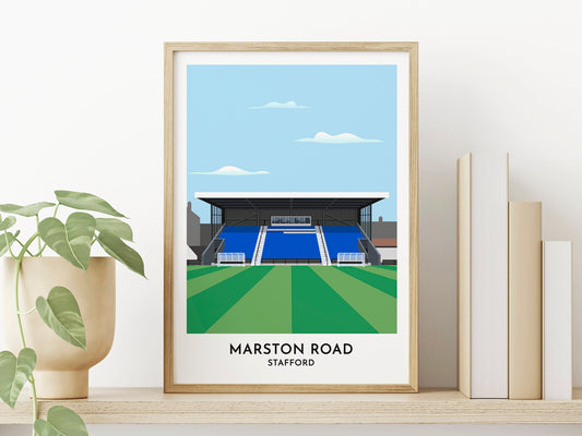 Stafford Rangers Football Print - Marston Road Stadium - Football Ground Art - Football Gift for Him Her - Father in Law Gift - Turf Football Art