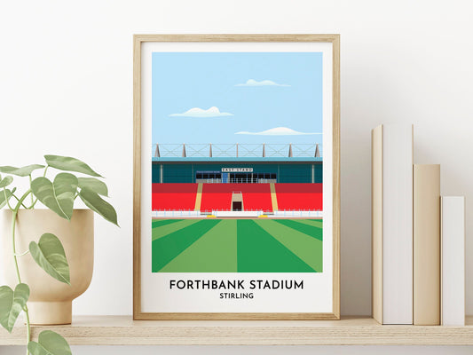 Stirling Albion Football Art Print, Forthbank Stadium Illustrated Print, Scottish Football Art, Bespoke Gift, Unique Gift - Turf Football Art