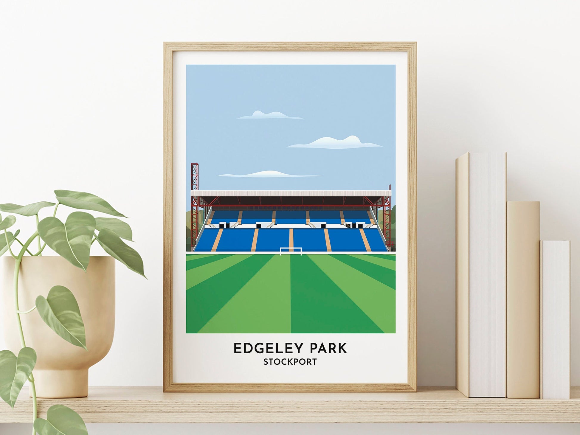 Stockport Football Gift - Edgeley Park Stadium Art Print - Wall Art 50th Birthday Gift for Him Her - Home Office Gifts - Turf Football Art