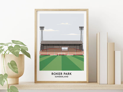 Sunderland Football Art, Former Ground Roker Park Illustrated Print Poster, Contemporary Pictures, Framed or Unframed - Turf Football Art