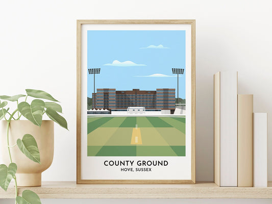 Sussex Sharks Cricket Gift - County Cricket Ground Hove Art Print - Cricket Digital Prints - Personalised Gifts - Turf Football Art