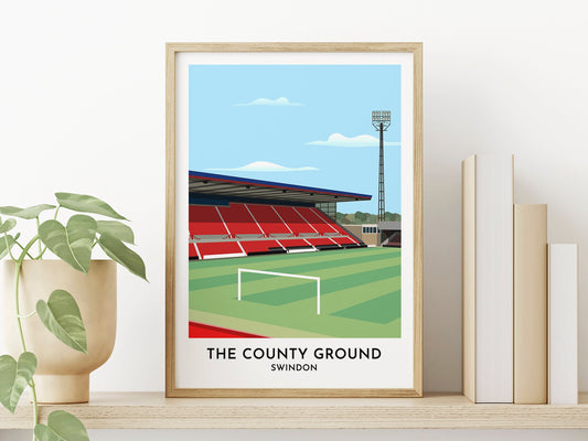 Swindon Town fc Gift - The County Ground Art Print - Framed Art Print Gift for Him - 40th Birthday Gift for Her - Turf Football Art