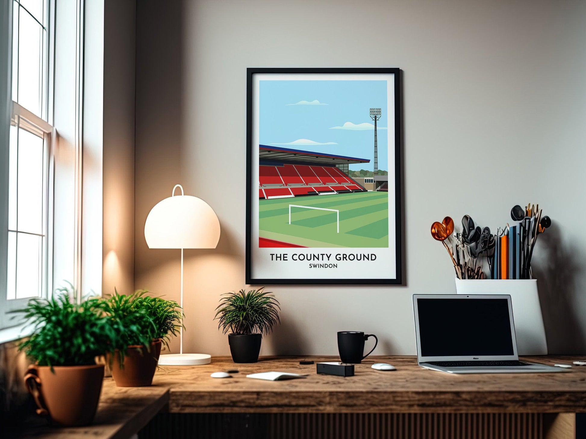 Swindon Town fc Gift - The County Ground Art Print - Framed Art Print Gift for Him - 40th Birthday Gift for Her - Turf Football Art