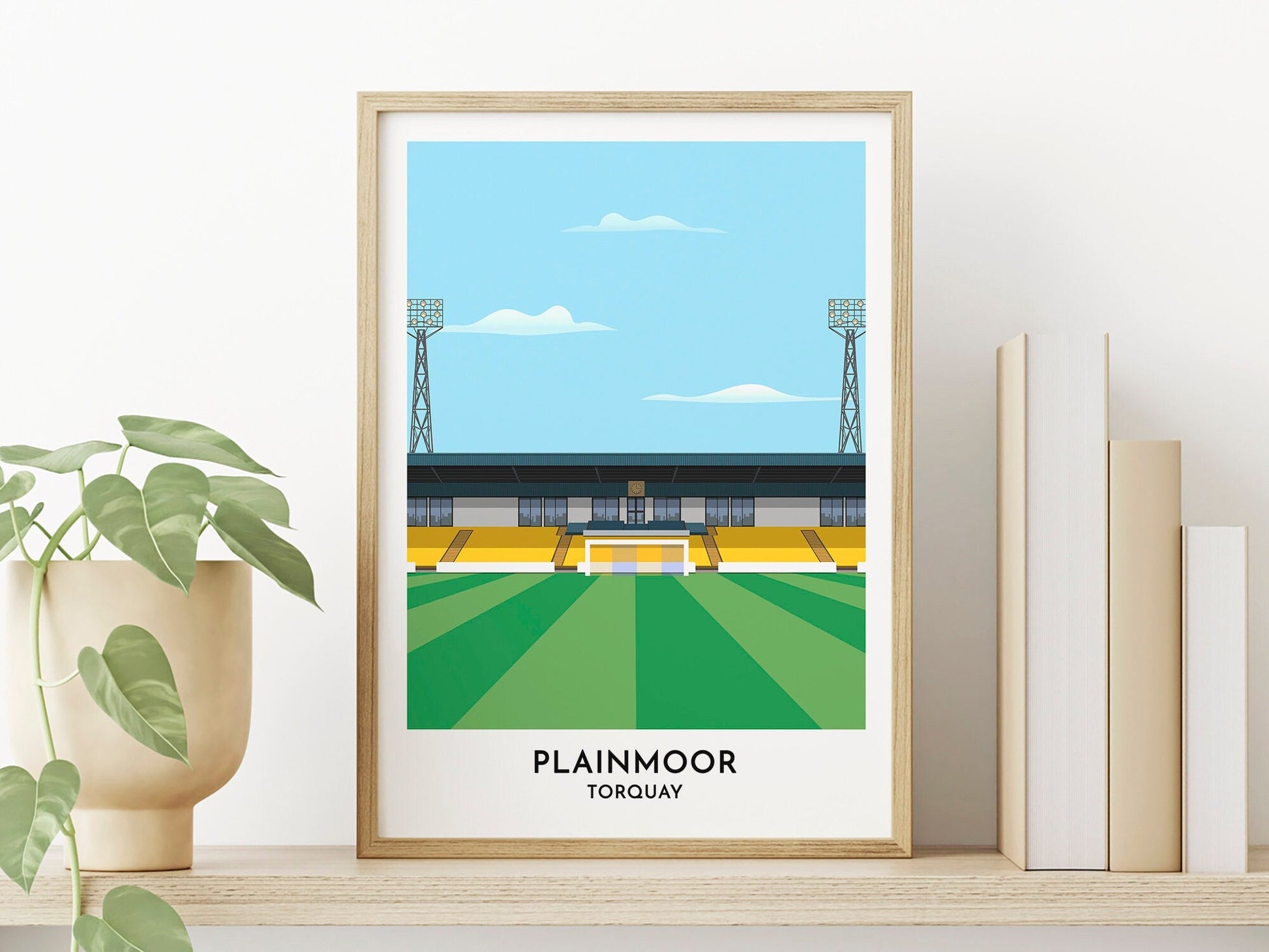 Torquay United - Plainmoor Stadium Print - Devon Artwork - Gift for Him - Birthday gift for Dad - Turf Football Art
