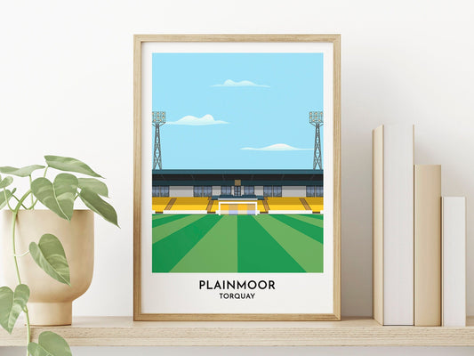 Torquay United - Plainmoor Stadium Print - Devon Artwork - Gift for Him - Birthday gift for Dad - Turf Football Art