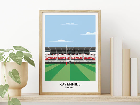 Ulster Rugby Gift - Ravenhill Print Kingspan Stadium Poster - Belfast Art Poster - Gift for Men Women - 50th Birthday Gift - Turf Football Art