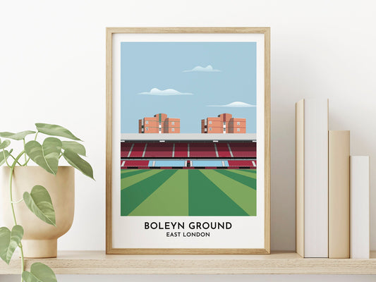 W Ham - Boleyn Ground Print Gift - Upton Park Poster - Soccer Poster - Gift for Men - Gift for Her - Turf Football Art