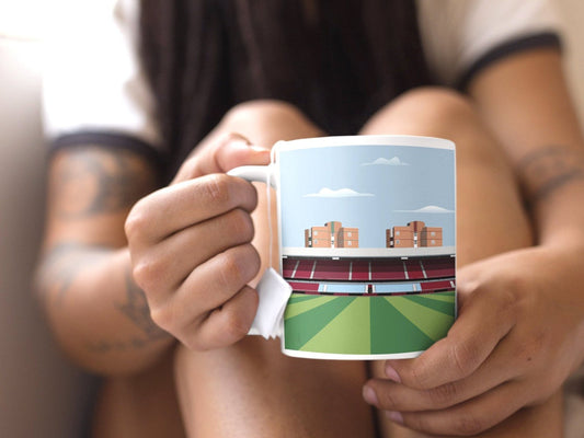 W Ham Drinksware Gift - Boleyn Ground Mug - Customised Gift - Football Theme Stocking Filler Gift for Him Her - Turf Football Art