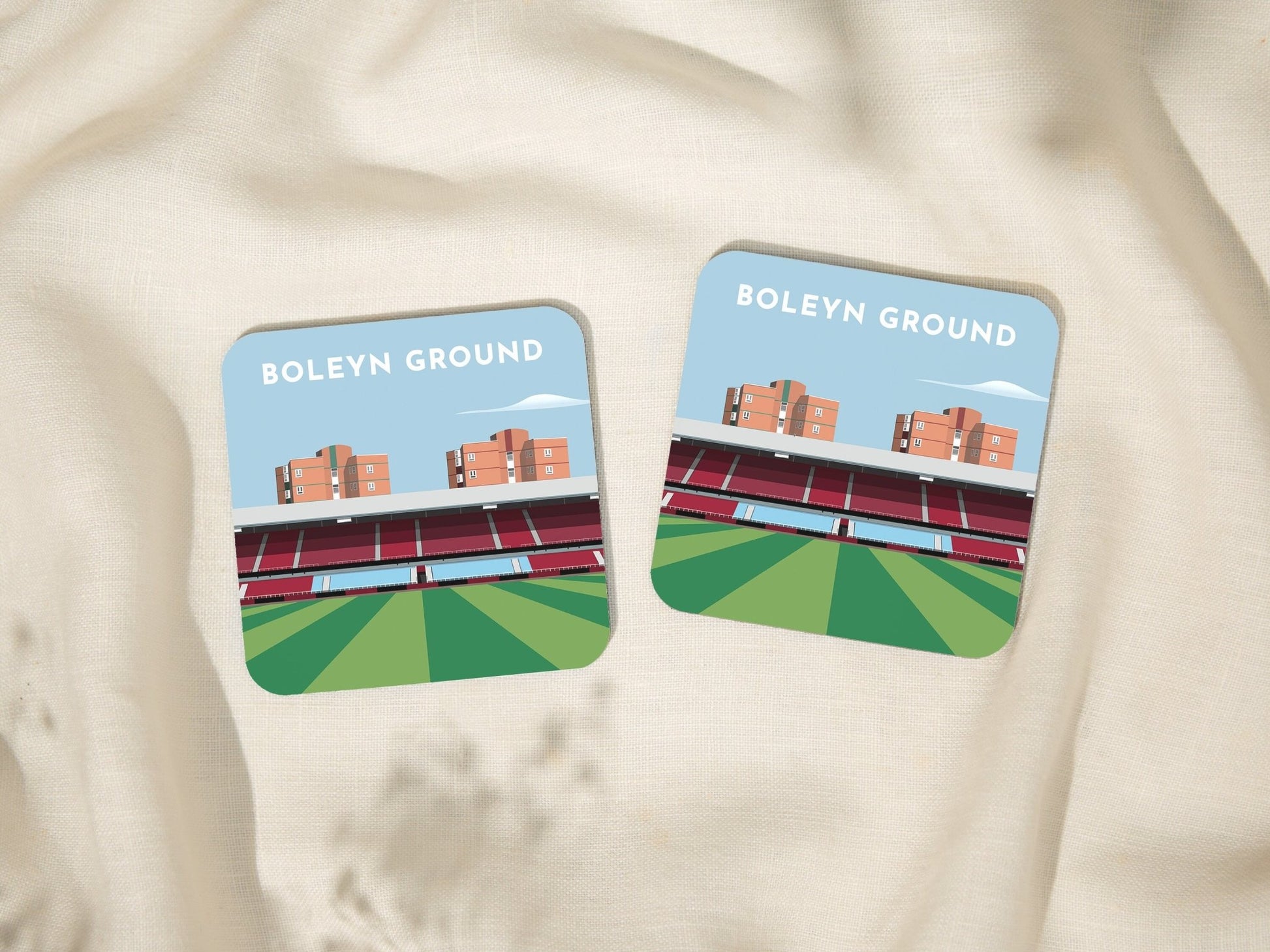 W Ham Gifts Coaster - Upton Park Boleyn Ground Drinks Coaster - Gift for Boyfriend - Last Minute Gifts - Turf Football Art