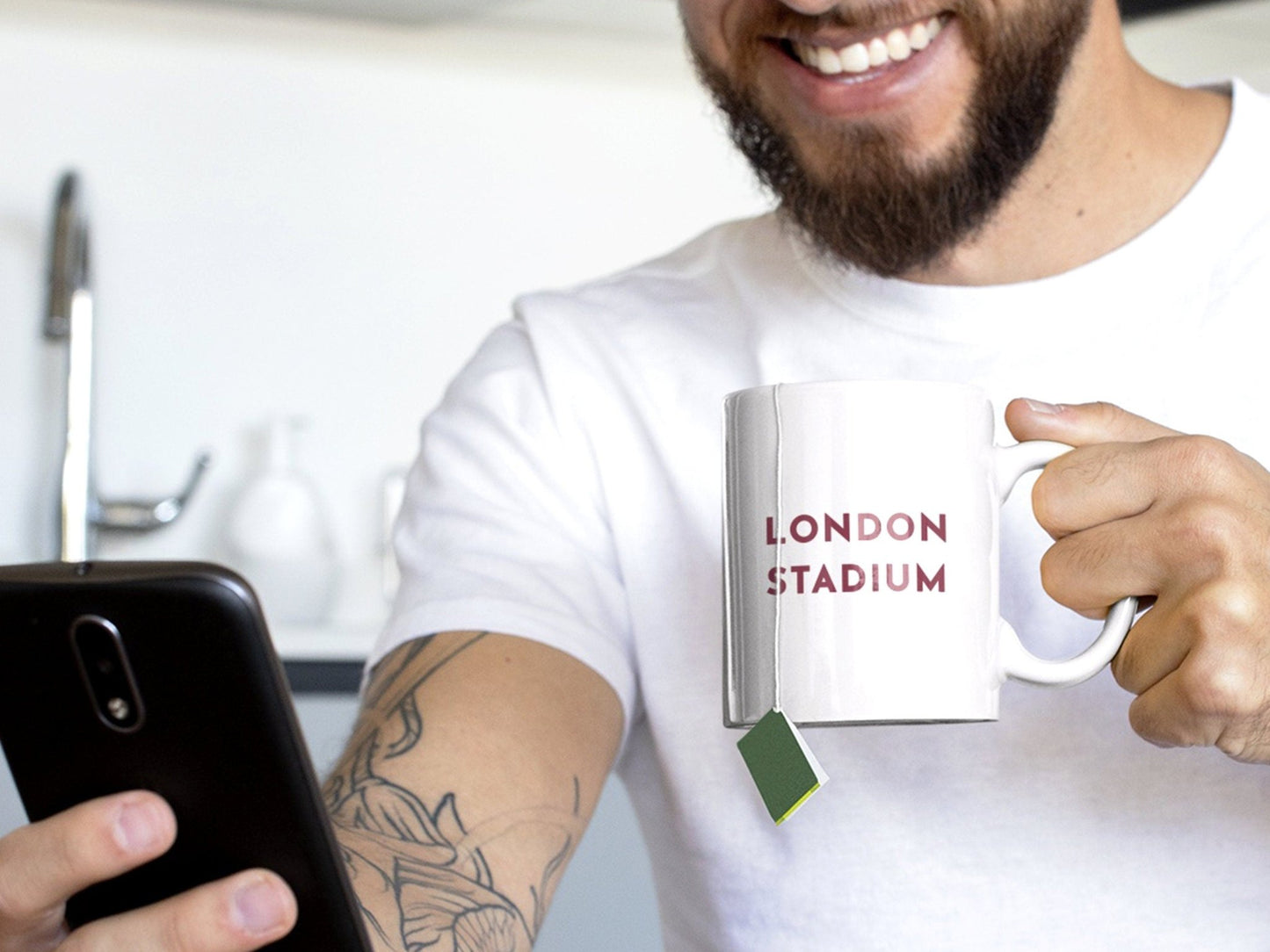 W Ham Mug Gift - London Stadium Coffee Cup Present - Birthday Gift for Brother - 40th Birthday Gift - Turf Football Art