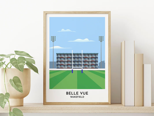 Wakefield Trinity Print - Belle Vue Stadium Art - Rugby League Poster - Yorkshire Gifts - Gift for Men Women Rugby Fans - Turf Football Art
