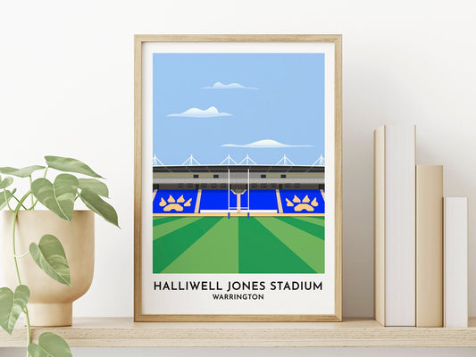 Warrington Rugby League - Halliwell Jones Stadium Illustrated Print - Rugby Gift for Him - Sport Art Presents - Turf Football Art
