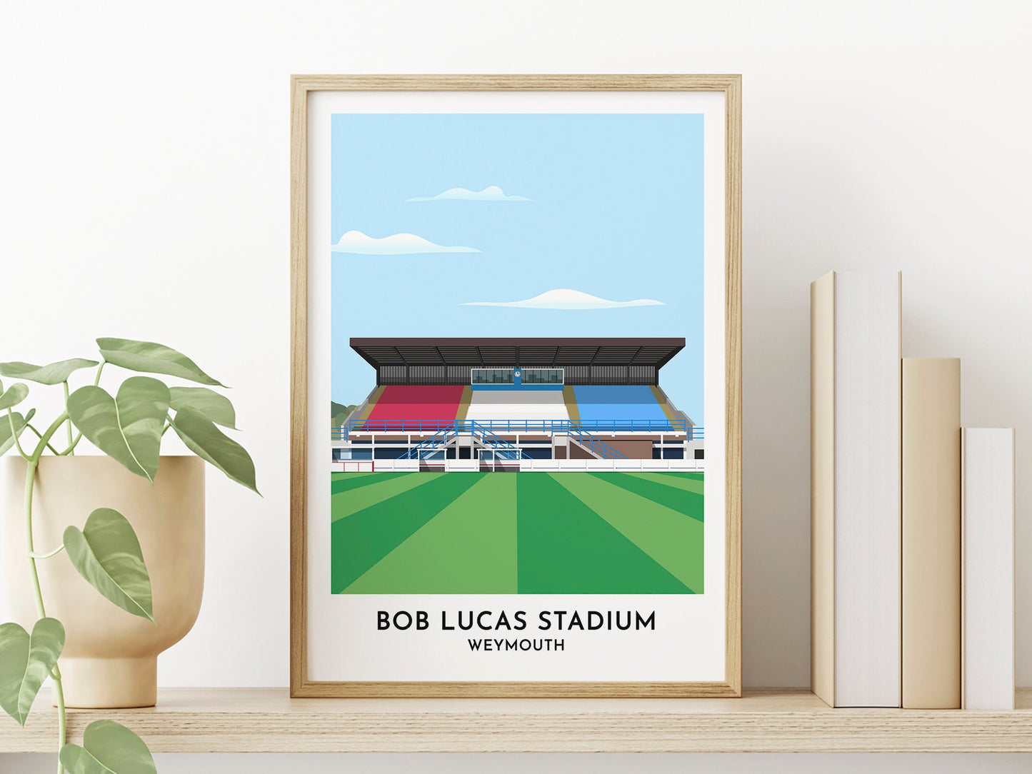Weymouth FC Football Stadium Print, Bob Lucas Stadium Original Illustrated Print, Children's Bedroom Prints - Turf Football Art
