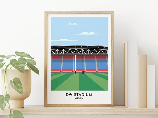 Wigan Warriors Poster, DW Stadium Contemporary Picture Print, Rugby League Supporter Present Ideas - Turf Football Art