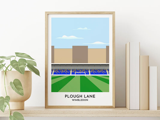 Wimbledon Football Print Gift, Plough Lane Stadium Art, South London Travel Poster Illustration - Turf Football Art