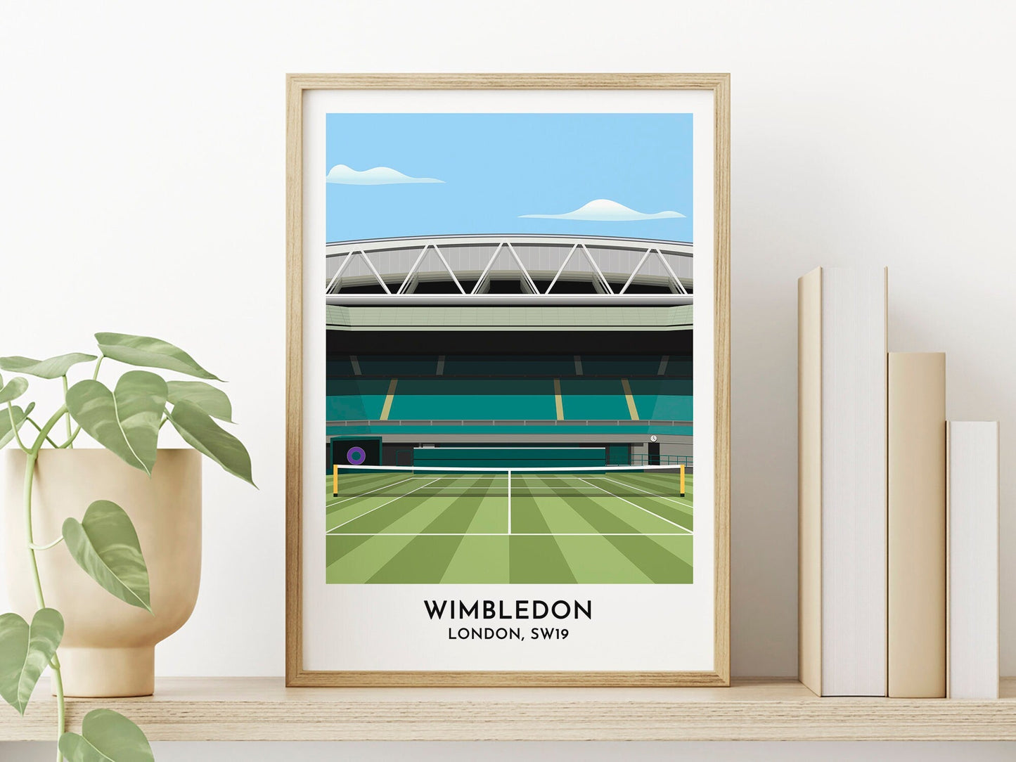 Wimbledon Tennis - Centre Court Art Print - Tennis Fan Gift Print - Birthday Gift for Her Him - Turf Football Art