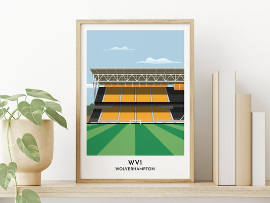 Wolverhampton - Football Stadium Print - Wanderers Poster - Gift for Him - Leaving Gift - Turf Football Art