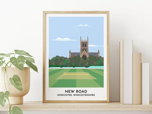 Worcestershire Cricket Print - New Road Cricket Ground - Worcester Art Print - Gift for Women Men - Cricket Fan Gift - Turf Football Art