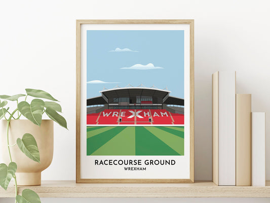 Wrexham afc Poster - Racecourse Ground Print - Wrecsam - Y Cae Ras - Soccer Poster - Gift for Him - Turf Football Art