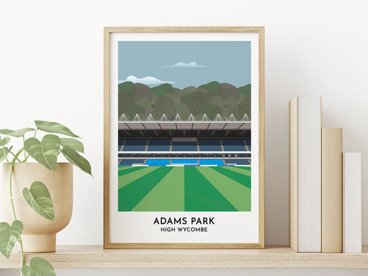 Wycombe Football Print - Adams Park Stadium Art - Buckinghamshire Gifts - 40th Birthday Gifts for Him - Turf Football Art