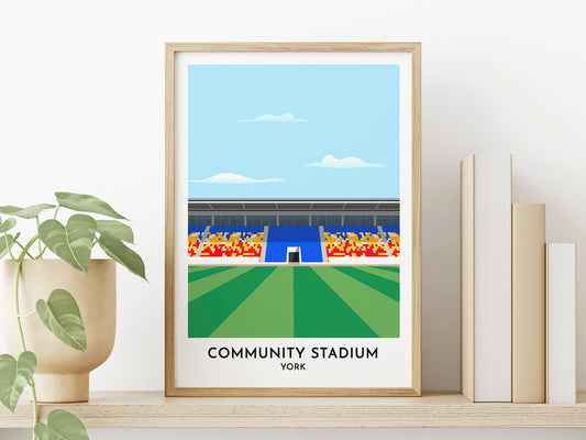 York Community Stadium - LNER Stadium - Contemporary Football Print - 21st Birthday Gift - York City - York Knights - Turf Football Art